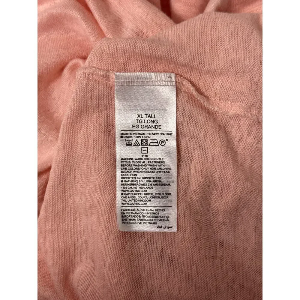 Banana Republic Polo Shirt XL Tall Mens Linen Jersey Knit Light Pink Resort